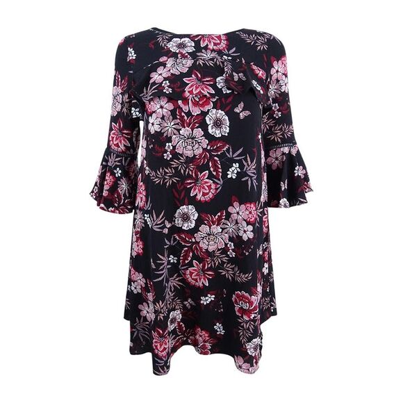 Jessica Howard Women's Ruffled Dress - Black Multi - Picture 1 of 2